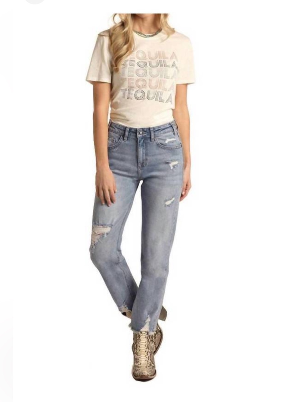 NWT 'Rock&Roll Denim' Women's High Rise Cropped Jeans in Light Wash